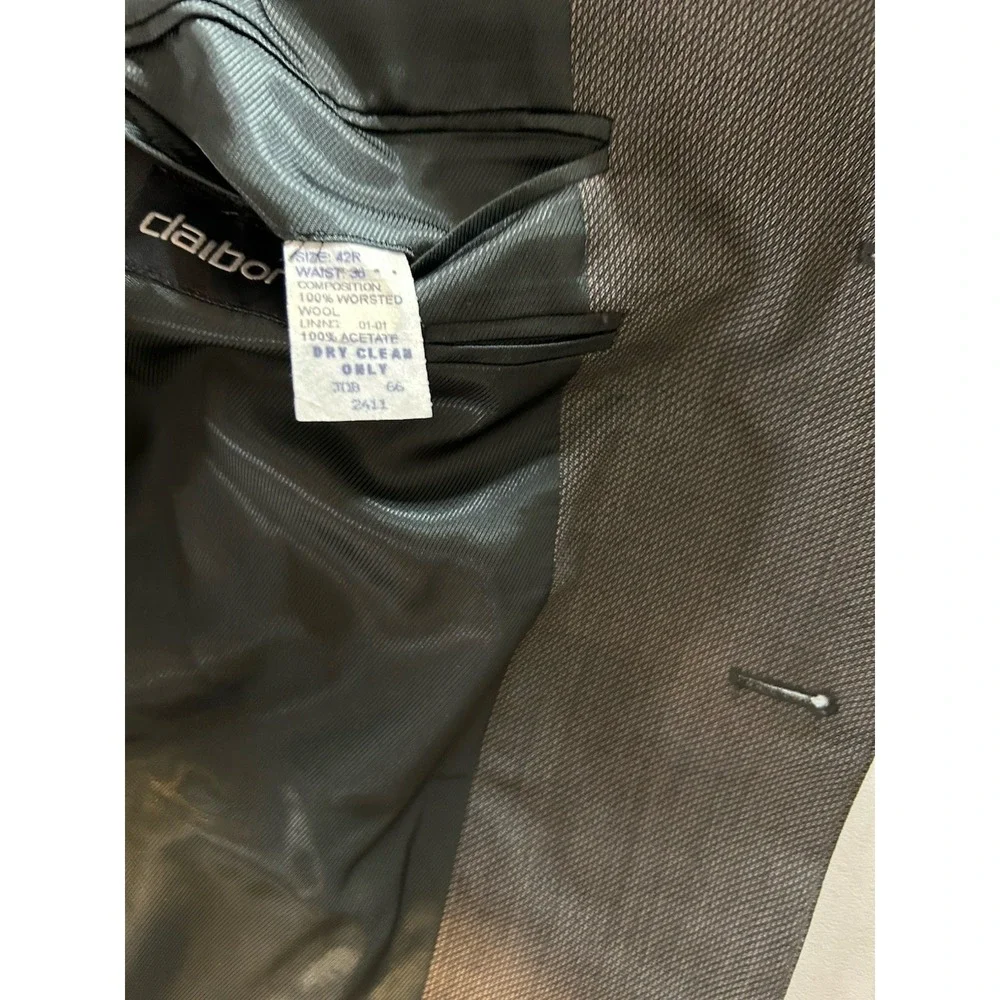 Claiborne Men's Sport Coat Size 42R Gray with White Threading Blazer Jacket